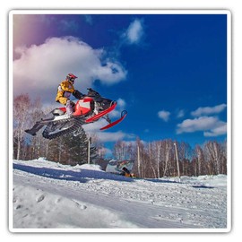 Square Stickers (Set of 2) 7.5cm - Snowmobile Stunt Skidoo Mountains Laptop Tablet Luggage Scrapbook #15961