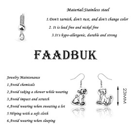 FAADBUK Cartoon Movie Inspired Earring Simba Nala Lover Gift Simba and Nala Merchandise (Simba Nala Earring)