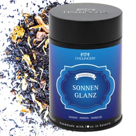 Hallingers Sonnenglanz – Loose Black Tea with Mango, Papaya & Raspberry (Tin) – Gift in Summer & as a Perfect Barbecue Gift | Birthday Congratulations Recovery Thank You Friendship