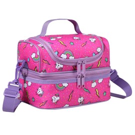 Lunch Bag for Kids,ChaseChic Insulated Lunch Boxes Bag Lightweight Water-Resistant Cooler Bag for Boys Girls in Dual Compartment Leak-Proof Lunch Organizer (Pink Cat)