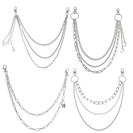 4 Piece Trouser Chain, Jeans Chain, Punk Hip Hop Trouser Chain Set, Trouser Chain for Men and Women (37-47 cm / 14.57-18.5 inches) Belt Chain Trouser Chain for Men and Women