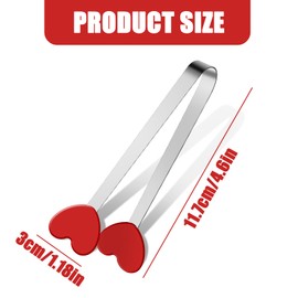 WELANE Little Serving Tongs, 4 PCS Heart Shape Kitchen Small Tongs for Ice Cube, Fruits, Sugar, Barbecue, Kitchen Gadgets (11.7cm/4.6in)