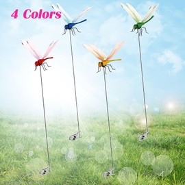 PWireless 8 PCS Colorful Dragonfly Clips 3D Simulation Dragonfly Pole for Outdoor Indoor Fake Plastics Dragonfly for Garden Stakes Yard Patio Ornaments with Clip for Hat Clothes, Fly Scare Devices