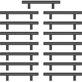 AwmnSrman Kitchen Cupboard Handles Black 15 Pack 96 mm(3,78 inch) Hole Center, Powder Coated Stainless Steel Installation of Holes