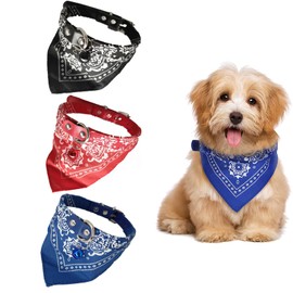 3PACK Dog Collar,Fashion Adjustable PU Leather Cat Collar,Proxima Direct Dog Cat Bandana Neck Scarf Collar,Neckerchief for Pet Dog Puppy Cat Kitten