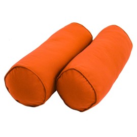 Blazing Needles Double-Corded Solid Twill Bolster Pillows with Inserts (Set of 2), 20" x 8", Tangerine Dream