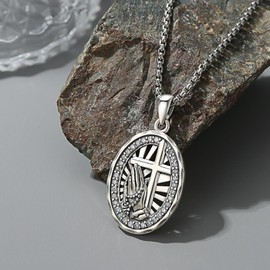 YEESIA Saint Patron Necklace Sterling Silver Amulet Medal Pendant Religious Jewellery Gifts for Men and Women, Sterling Silver, No Gemstone