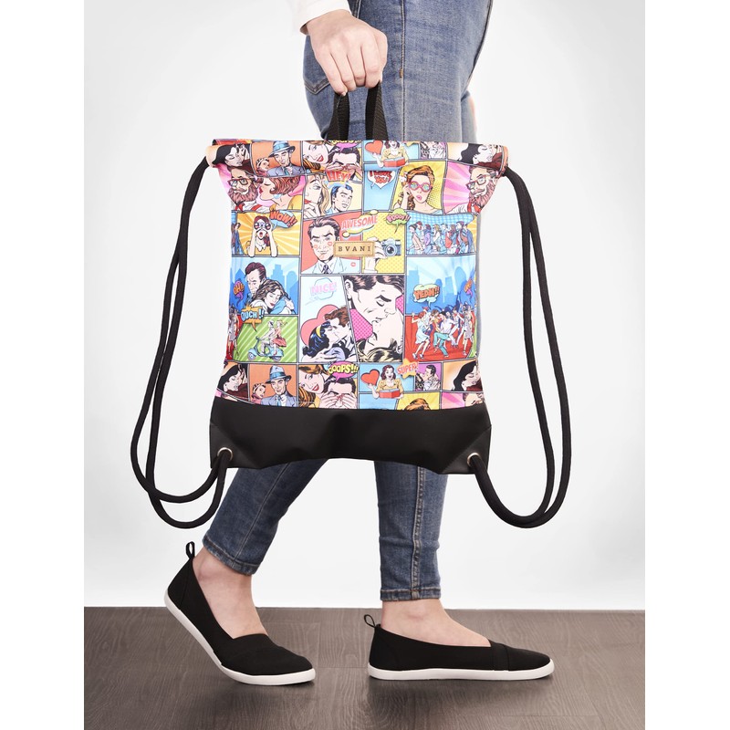 Bvani Drawstring Backpack for Women with Pocket and Extra Handles