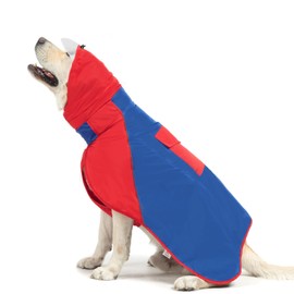 BINGPET Dog Raincoat,Adjustable Dog Rain Jacket with Reflective Stripes,Waterproof Dog Rain Coat Clear Hooded Slicker Poncho,Snowproof Windproof Clothes for Medium Large Dogs(Red-Blue,XL)