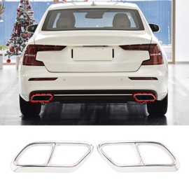 Exhaust Pipe Covers, 1 Pair Car Exterior Exhaust Pipe Muffler Covers Compatible with Volvo S90 V90 2016-2019 S60 2020, ABS Tailpipe Covers, Exhaust Trims (Light Silver)