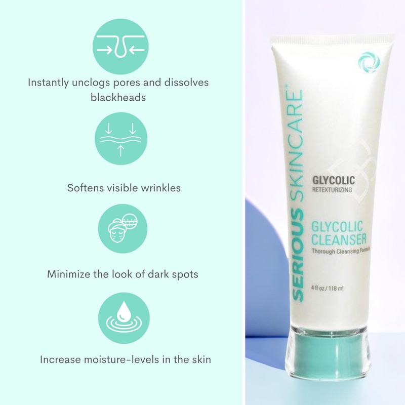 Serious Skincare Glycolic Cleanser - Daily Non-Drying Exfoliating Face Wash