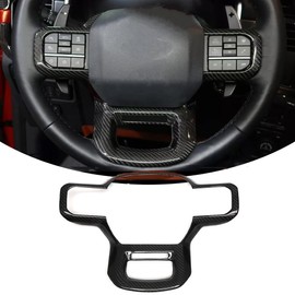 Jogon Real Carbon Fiber Steering Wheel Frame Cover Trim for F150 F-150 Raptor Limited Lariat XL Platinum Off-Road 2021 2022 2023 2024 Steering Bezel Decorative Sticker
