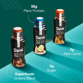 OWYN Only What You Need Pro Elite Vegan Plant Based High Protein Shake, Vanilla, 12 Pack, 32g Protein, Amino Acids, Prebiotics, Omega-3, Workout and Recovery, 0g Net Carbs, Zero Sugar, Keto