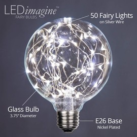 LEDimagine Fairy String Light Bulb Fairy Lights, LED Globe Fairy Light Pendant Bulb, Globe Fairy LED Light (Cool White, G95 Globe Light Bulb, E26 Base)