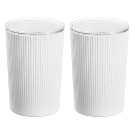 InterDesign iDesign Fluted Plastic Bathroom Countertop or Vanity Storage-Set of 2-White/Clear Canister