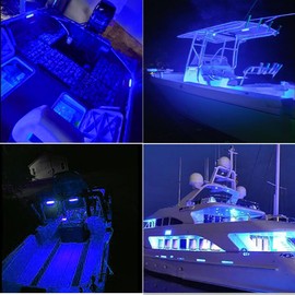 Kingshowstar 2Pcs Marine LED Boat Light,IP68 Waterproof 27LED Boat Interior Deck Lights,Pontoon Boat Transom Led Stern Navigation Trailer Light,1200LM,10-24V(Blue)
