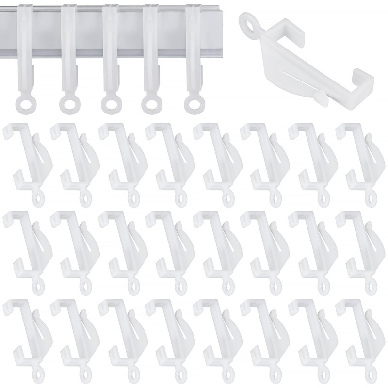 50 Pieces Plastic glider Curtain Hooks track hooks for curtains