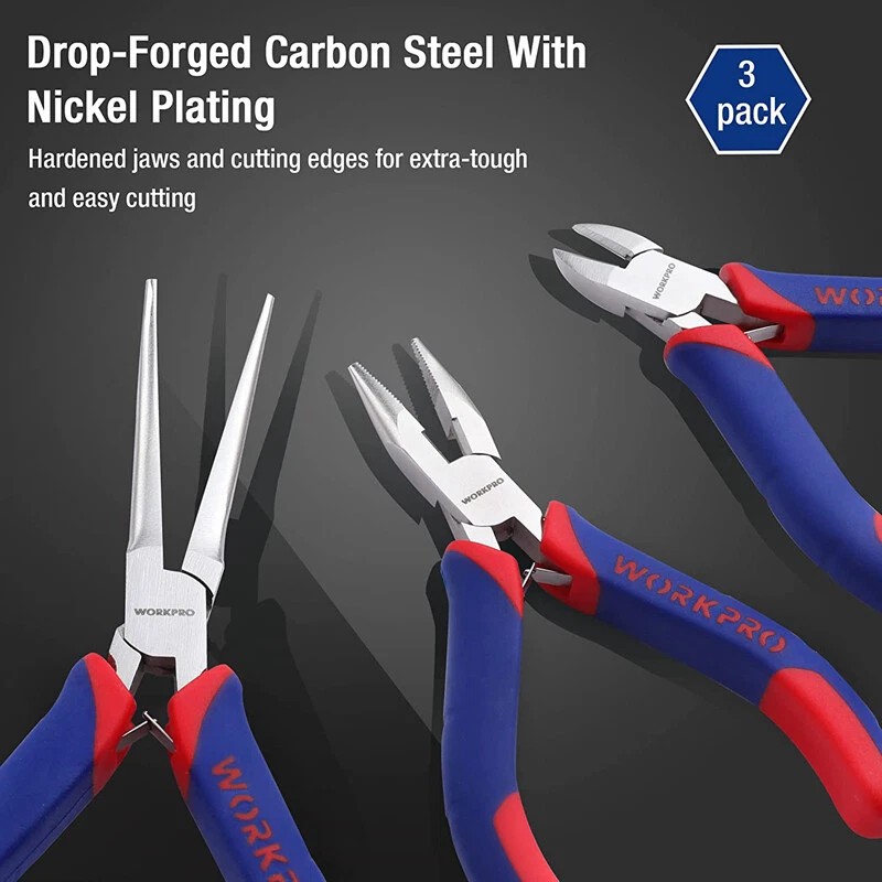 WORKPRO Mini Pliers Set 5” Long Nose Plier 6” Needle