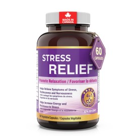 Herba Stress Relief Supplements – Natural Anxiety Relief and Anti Stress Formula | Ashwagandha, L-Theanine, Reishi, and Rhodiola Rosea as Cortisol Supplement | 60 Capsules | Made in Canada | Stress Sleep Relief