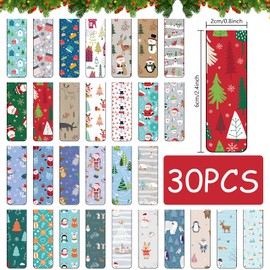 Pack of 30 Christmas Bookmarks, Magnetic Bookmarks, Colourful Cute Bookmarks, Bookmark Set, Magnetic Pages Markers for Students, School, Home, Reading, Office (B)