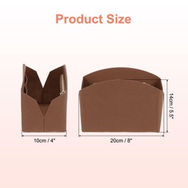sourcing map Purse Organizer Insert, Portable Felt Organizer Bags with Metal Zipper Multiple Compartments Purse Liner for Domed Satchel, Tote Bag, Handbag Shaper (8" x 4" x 5.5", Brown)