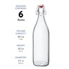 Bormioli Rocco Giara Swing Top Bottles 33 ¾ Ounce/1 Liter
