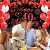 Rumia 40th Anniversary Decorations Red Black Happy Banner Ruby Wedding