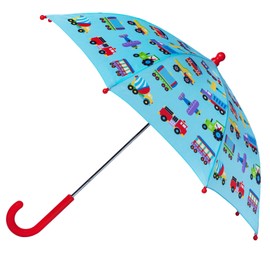 Wildkin Kids Umbrella – Rainproof Canopy, Curved Handle, Easy Hanging Design - Trains, Planes & Trucks