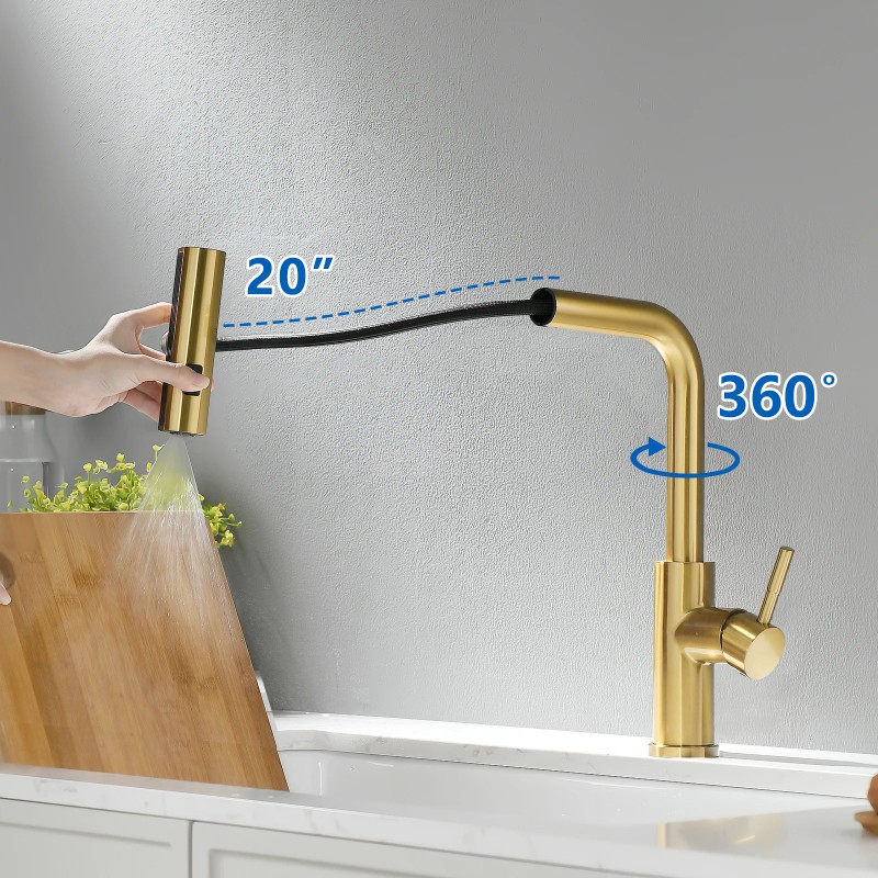 Modern Single Handle Pull Out Stainless Steel Kitchen Sink Faucet