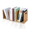 Jaycomey Bamboo Desktop Bookshelf, Expandable Desktop Organizer Bookcase, Small Display