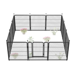 FXW Garden Fence 32in(H) x 26.7ft(L), 12 Panels Decorative Dog Fence Outdoor for The Yard – Heavy Duty Metal Animal Barrier for Dog and Rabbit, Easy Setup, Black