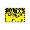 3.5x5 Inch Caution Maximum Height Sign Stickers,Self Adhesive Safety Warning