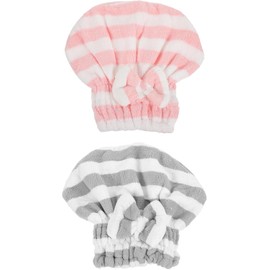 BESTOYARD 2 Toallas de Microfibra para Secar el Cabello, Gorro Absorbente Secado Rápido, Turbante para Mujeres con Diseño Simple y Material de Poliéster