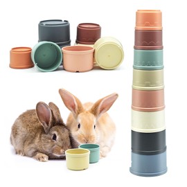 JINTANG 8 Pieces Stacking Cups for Rabbits, Toy Stacking Cups, Toy Bunny Nesting Toy, Stackable Rabbit Food Toy for Small Animals, Rabbits (Morandi Colour)