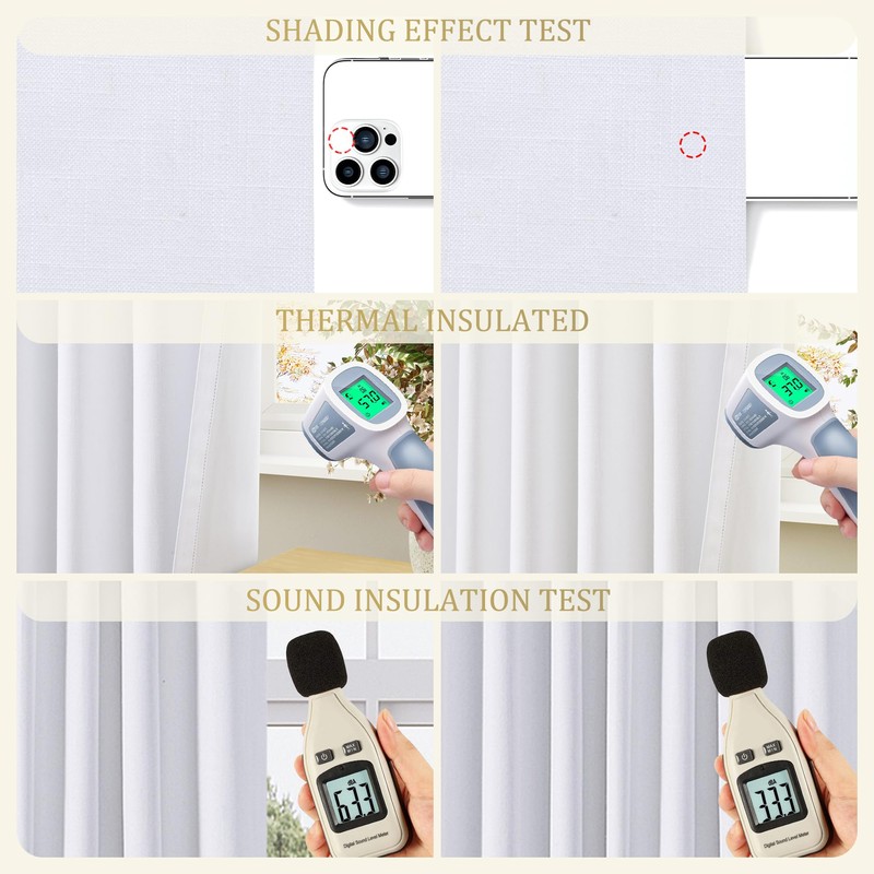 Jowels Cortinas Opacas De Lino Blanco De 100" De Largo,
