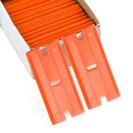 GALAMAX 100 Pcs Plastic Blades for Scraper, Plastic Scraper Replacement Blades Used for Window, Replacement Razor Blades for Hob Scraper, Car Decals Remover - Orange