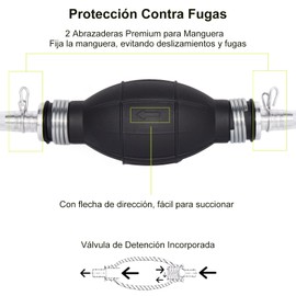 Bomba de Sifón de Gasolina, Bomba Manual de Transferencia de Combustible de Alto Flujo para Gasolina, Agua, Aceite, Diesel, con 2 Mangueras de PVC Premium