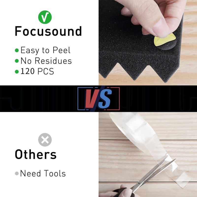 Focusound 24 Packs Acoustic Foam Panels Pyramid 2" X 12"