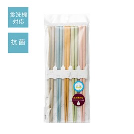 Asahi Koyo T-57 Chopsticks Dishwasher-Safe, Antibacterial, 9.1 inches (23 cm), Gray/Blue/Orange/Green/Pink, 5 Pairs, Made in Japan, Wooden Pointed Corner Natural Garden