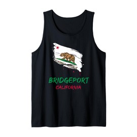 Bridgeport California Paint Splatter Flag Vacation Souvenir Tank Top