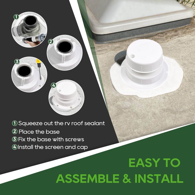 RVGUARD 2 Pack RV Vent Cap Kit with Screen, RV