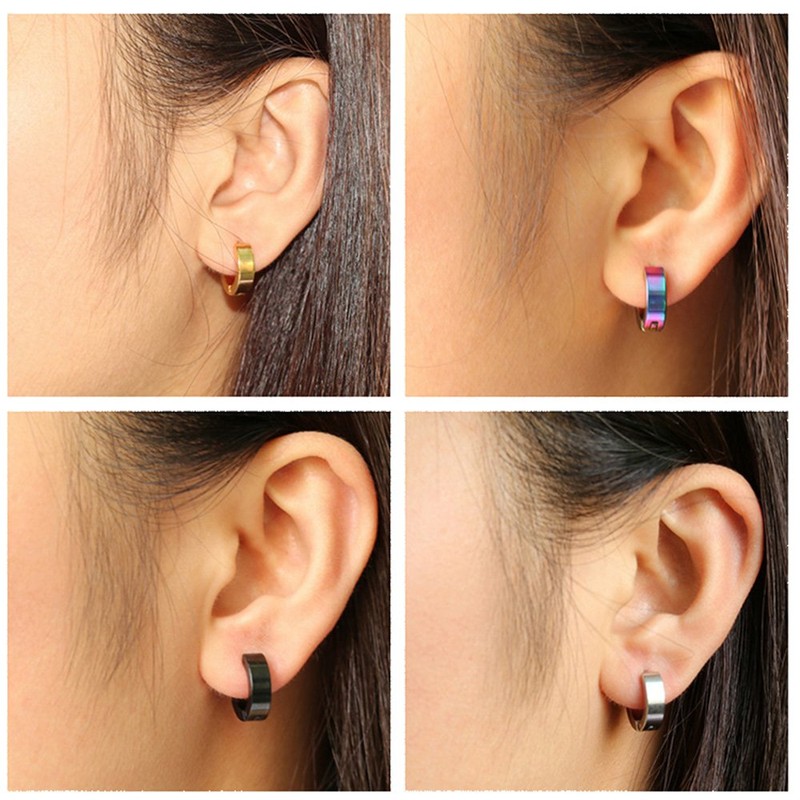 CrazyPiercing Stainless Steel Mens Womens Hoop Earrings Piercings Huggie Hypoallergenic