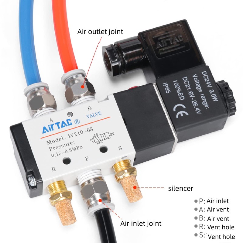 Solenoid Valve DC24V AirTAC 4V210-08 1/4"PT Pneumatic Air 2 Position