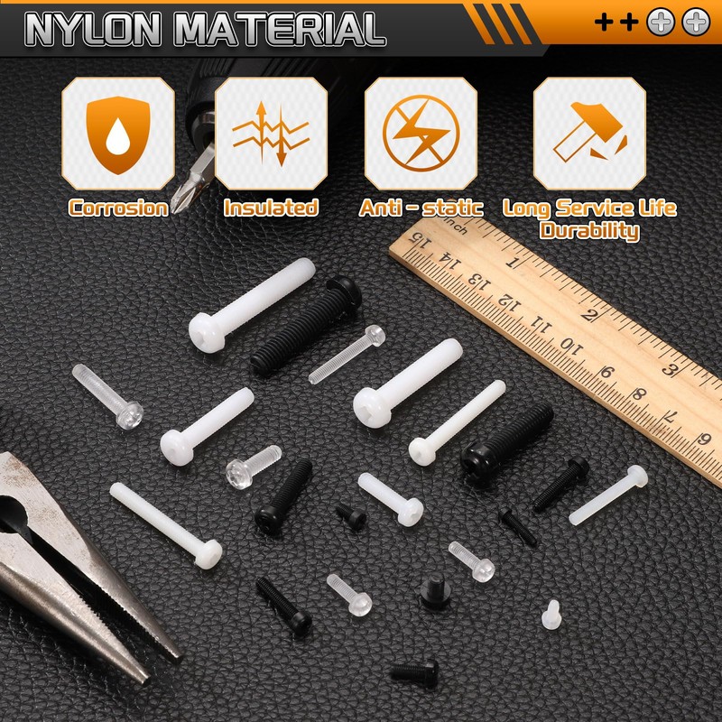 sourcing map 50Pcs M4x12mm Threaded Nylon Phillips Cross Pan Head