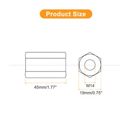 sourcing map 3pcs M14x19x45mm Coupling Nuts - Galvanized Carbon Steel Hex Threaded Rod Coupler for Furniture, Electronic, Industrial
