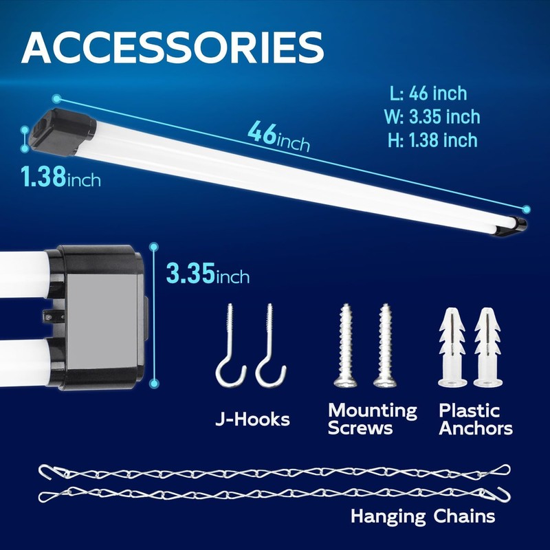 hykolity 4 Pack Linkable LED Shop Light, 4FT 44W [300W