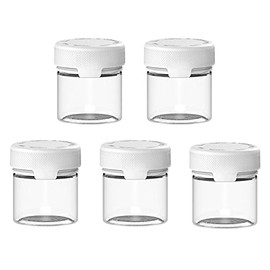 Chubby Gorilla 2 oz/60 ml Aviator PET Plastic Container for Dry Goods, Powder with Child-Proof Caps - 5 Compartments (Clear Natural Container/White Cap), Clear natural container / white closure)