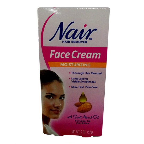 Nair Hair Removal Cream for Face with Special Moisturizers, 2-Ounce Bottles (Pack of 4)