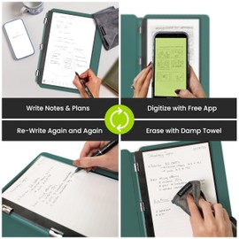 Rocketbook Rocketbook Pro 2.0 Reusable Professional Smart Notebook, Executive Size 7x9, Green - Lined & Dot Grid Pages, App-Connected, Erasable, Premium Cover, Ideal for Work Notes and Business Meetings