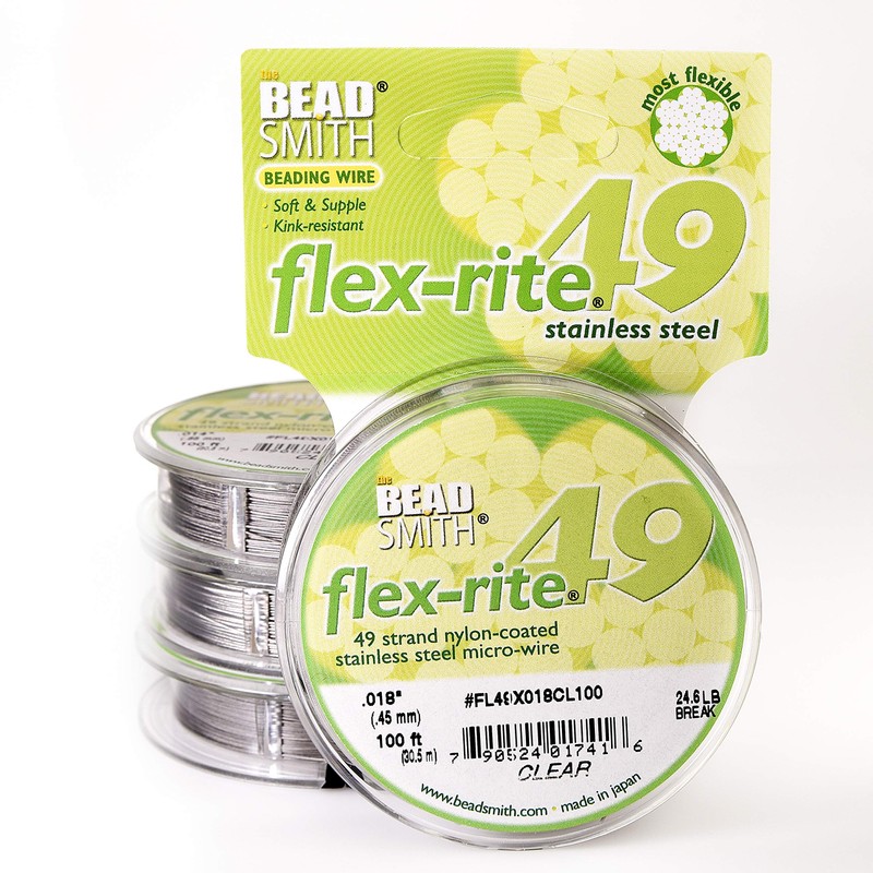 BeadSmith Flex-Rite Beading Wire, 49 Strand .018" Thick, 100 Foot